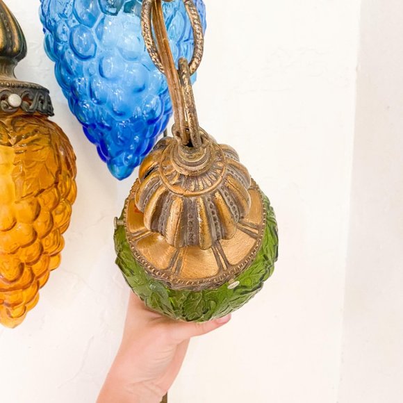 Rare Vintage Midcentury Grape Swag Light Fixture - Picture 11 of 11